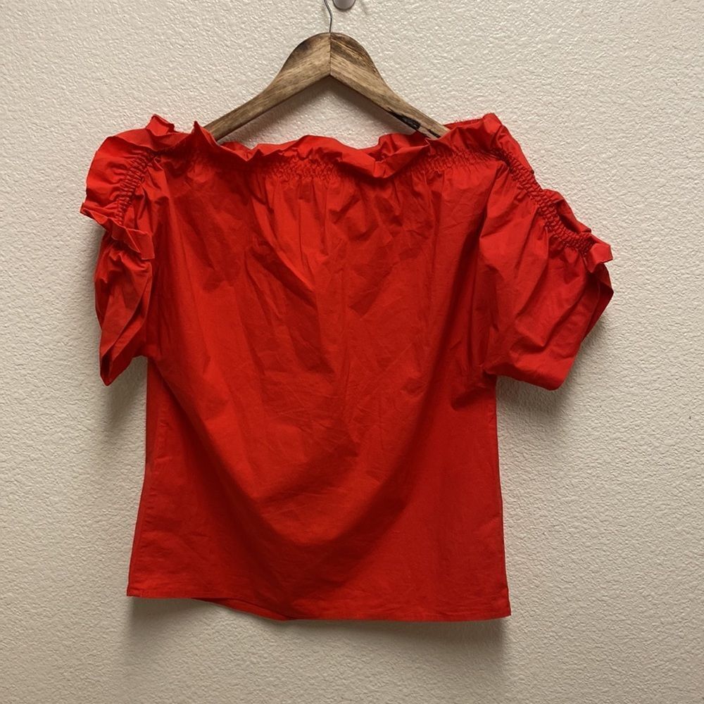 MSGM Red Ruffled Off-Shoulder Blouse - Picture 6 of 6